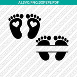 Baby Feet Footprint Split Monogram Frame SVG Vector Silhouette Cameo Cricut Cut File Clipart Dxf Png Eps