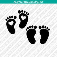 Baby Feet Footprint Split Monogram Frame SVG Vector Silhouette Cameo Cricut Cut File Clipart Dxf Png Eps