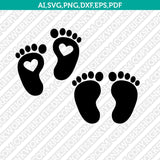 Baby Feet Footprint Split Monogram Frame SVG Vector Silhouette Cameo Cricut Cut File Clipart Dxf Png Eps