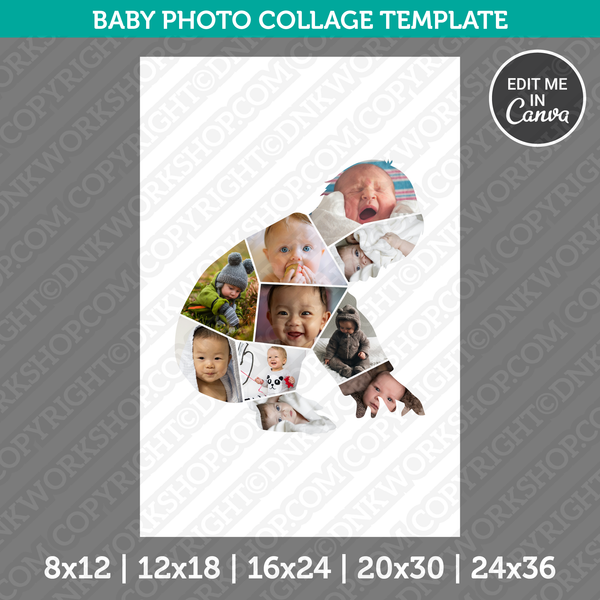 Baby Photo Collage Template Canva PDF