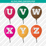 Balloons Letter Font Alphabet Lettering Birthday Party SVG Vector Silhouette Cameo Cricut Cut File