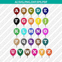 Balloons Letter Font Alphabet Lettering Birthday Party SVG Vector Silhouette Cameo Cricut Cut File