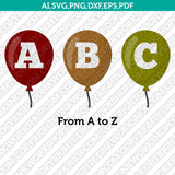 Balloons Letter Font Alphabet Lettering Birthday Party SVG Vector Silhouette Cameo Cricut Cut File