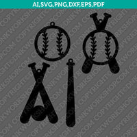 Baseball Earring Template SVG Laser Cut File Silhouette Cameo Vector Cricut Clipart Png Eps Dxf
