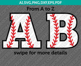 Baseball Letters Alphabet Team Font Lettering Birthday Party SVG Vector Cricut Cut File Clipart Png Eps Dxf