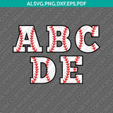 Baseball Letters Alphabet Team Font Lettering Birthday Party SVG Vector Cricut Cut File Clipart Png Eps Dxf