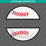 Baseball Team Split Monogram Frame SVG Vector Cricut Cut File Clipart Png Eps Dxf