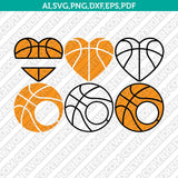Basketball NBA Heart Love Split Monogram Frame Silhouette SVG Vector Clipart Cricut Cut File