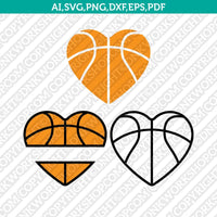 Basketball NBA Heart Love Split Monogram Frame Silhouette SVG Vector Clipart Cricut Cut File