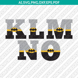 Batman Cartoon Superhero Letter Fonts Alphabet SVG Vector Silhouette Cameo Cricut Cut File Clipart Png Dxf Eps