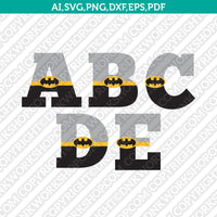Batman Cartoon Superhero Letter Fonts Alphabet SVG Vector Silhouette Cameo Cricut Cut File Clipart Png Dxf Eps