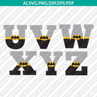 Batman Cartoon Superhero Letter Fonts Alphabet SVG Vector Silhouette Cameo Cricut Cut File Clipart Png Dxf Eps