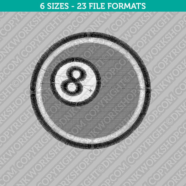 Billiards Pool Ball Embroidery Design - 5 Sizes - INSTANT DOWNLOAD