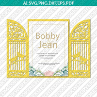 BirdCage Birds Gate Fold Wedding Invitation Template Quinceanera Christening SVG Laser Cut File Vector Cricut Silhouette Cameo Clipart Png Dxf Eps