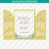 BirdCage Birds Gate Fold Wedding Invitation Template Quinceanera Christening SVG Laser Cut File Vector Cricut Silhouette Cameo Clipart Png Dxf Eps
