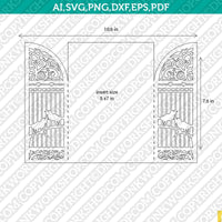 BirdCage Birds Gate Fold Wedding Invitation Template Quinceanera Christening SVG Laser Cut File Vector Cricut Silhouette Cameo Clipart Png Dxf Eps