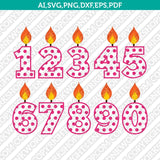 Birthday Numbers Candle SVG Vector Silhouette Cameo Cricut Cut File Clipart Png Dxf Eps