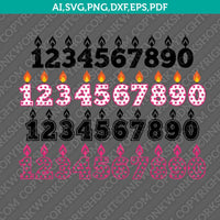 Birthday Numbers Candle SVG Vector Silhouette Cameo Cricut Cut File Clipart Png Dxf Eps
