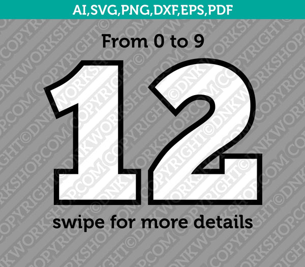 Filled Birthday Numbers SVG Vector Silhouette Cameo Cricut Laser Cut File Clipart Png Dxf Eps