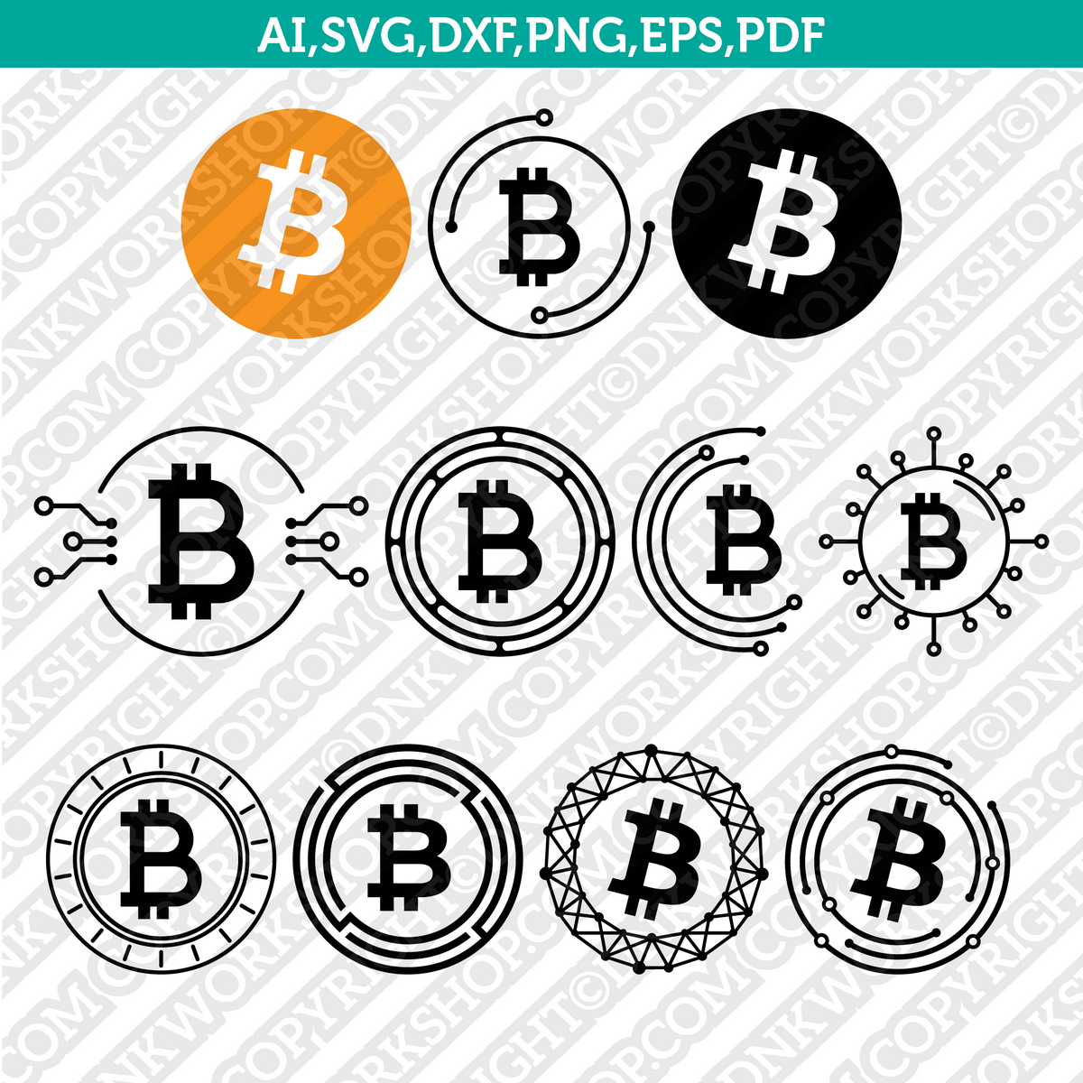 Bitcoin Logo SVG Cryptocurrency Cricut CutFile Clipart Dxf Eps Silhoue ...