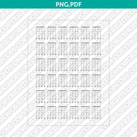 Blank Printable Guitar Chord Charts Diagram Sheet 4 String PDF PNG | A4 US Letter 5x7