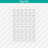 Blank Printable Guitar Chord Charts Diagram Sheet 4 String PDF PNG | A4 US Letter 5x7