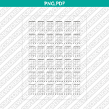 Blank Printable Guitar Chord Charts Diagram Sheet 4 String PDF PNG | A4 US Letter 5x7