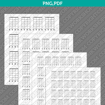 4-string guitar chord chart template