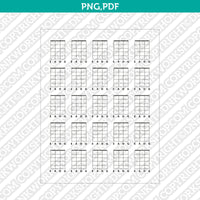 Blank Printable Guitar Chord Charts Diagram Sheet 4 String PDF PNG | A4 US Letter 5x7