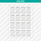 Blank Printable Guitar Chord Charts Diagram Sheet 4 String PDF PNG | A4 US Letter 5x7