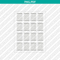 Blank Printable Guitar Chord Charts Diagram Sheet 6 String PDF PNG | A4 US Letter 5x7