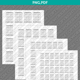 Blank Printable Guitar Chord Charts Diagram Sheet 6 String PDF PNG | A4 US Letter 5x7