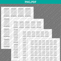 Blank Printable Guitar Chord Charts Diagram Sheet 7 String PDF PNG | A4 US Letter 5x7