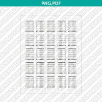 Blank Printable Guitar Chord Charts Diagram Sheet 7 String PDF PNG | A4 US Letter 5x7