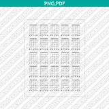 Blank Printable Guitar Chord Charts Diagram Sheet 5 String PDF PNG | A4 US Letter 5x7