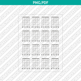 Blank Printable Guitar Chord Charts Diagram Sheet 5 String PDF PNG | A4 US Letter 5x7