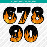 Blaze Flame Fire Burn Burning Numbers Printable SVG Birthday Party Vector Cricut Laser Cut File Clipart Png Eps Dxf