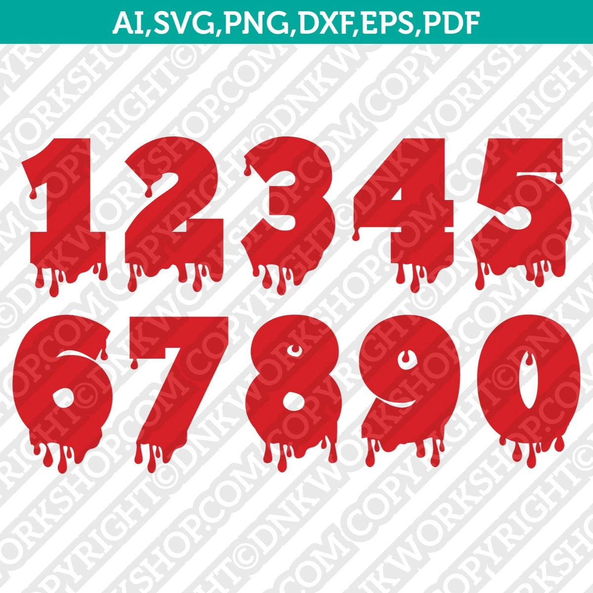 Dripping Numbers Vector Bloody Blood Dripping Numbers SVG Vector Cricut Cut File Clipart ...