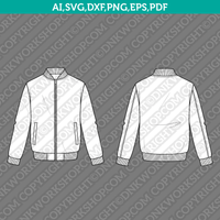 Bomber Jacket 2 SVG CAD Technical Flat Design Sketch Fashion Clipart Png Dxf Eps