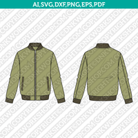 Bomber Jacket SVG CAD Technical Flat Design Sketch Fashion Clipart Png Dxf Eps