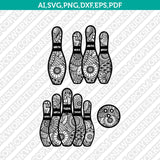 Bowling Mandala Zentangle SVG Laser Cut File CNC Plasma Silhouette Cameo Cricut