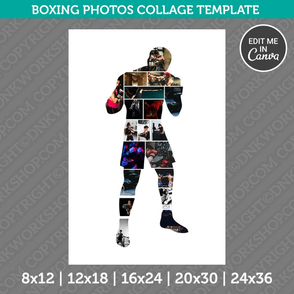 Boxing Fighting Photo Collage Template Canva PDF