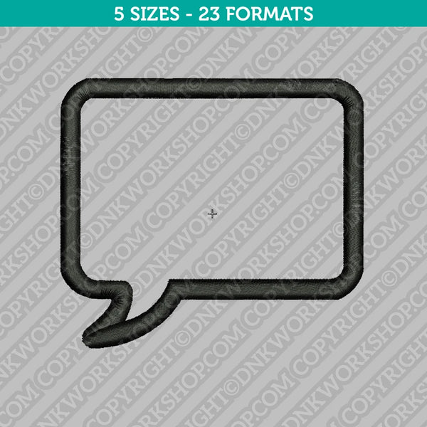 Bubble Speech Talk Embroidery Design - 5 Sizes - INSTANT DOWNLOAD