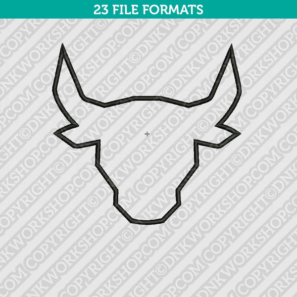 Bull Head Embroidery Design Outline Animal - 5 Sizes - INSTANT DOWNLOAD