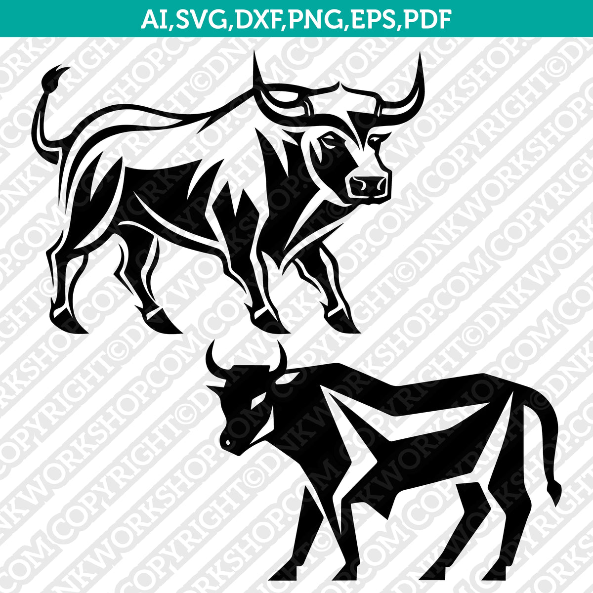 Bull SVG Mascot Cut File Cricut Clipart Silhouette Png – DNKWorkshop