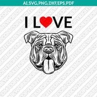 I Love Bulldog Dog Breed SVG Cricut Cut File Silhouette Cameo Cricut Clipart Png Eps Dxf Vector