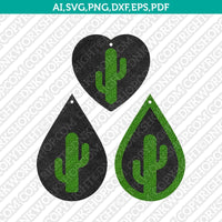 Cacti Cactus Earring Pendant Template Svg Laser Cut File Silhouette Cameo Cricut Clipart Png Dxf Eps pdf