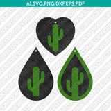 Cacti Cactus Earring Pendant Template Svg Laser Cut File Silhouette Cameo Cricut Clipart Png Dxf Eps pdf