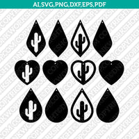 Cacti Cactus Earring Pendant Template Svg Laser Cut File Silhouette Cameo Cricut Clipart Png Dxf Eps pdf