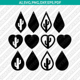 Cacti Cactus Earring Pendant Template Svg Laser Cut File Silhouette Cameo Cricut Clipart Png Dxf Eps pdf